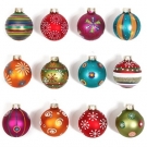 Inge Glas 66059-K Mille Fiori Kugel 8 cm, 12 dekorierte Kugeln/Box, rot / türkis / grün / orange / pink